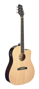 Stagg Cutaway acoustic-electric Slope Shoulder dreadnought guitar, natural colour