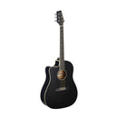Stagg Cutaway acoustic-electric Slope Shoulder dreadnought guitar, black, left-handed model