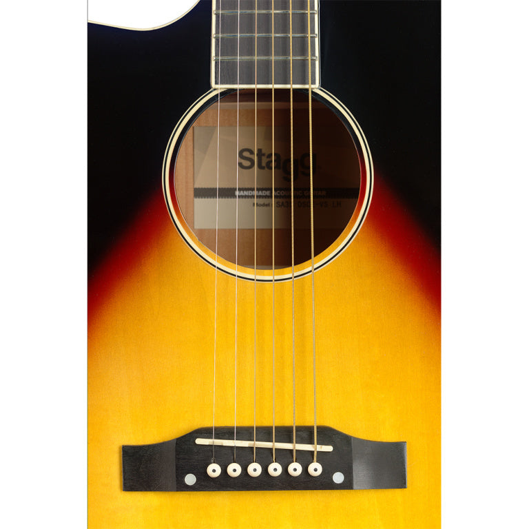 Stagg Cutaway acoustic-electric Slope Shoulder dreadnought guitar, sunburst, lefthanded model