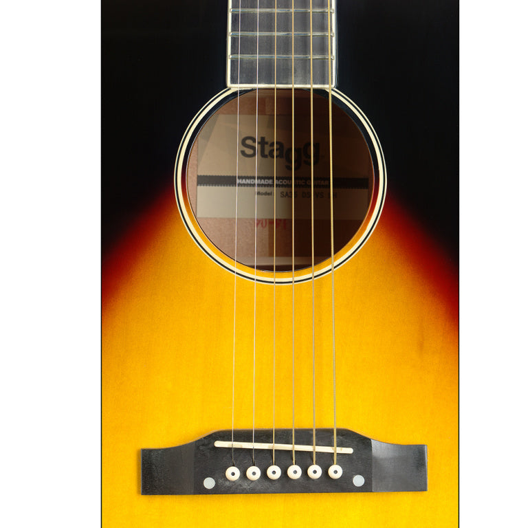 Stagg Slope Shoulder dreadnought guitar, sunburst, lefthanded model