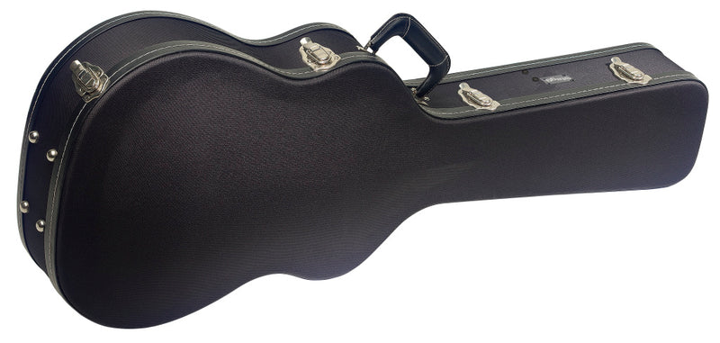 Stagg Vintage-style series black tweed deluxe hardshell case for western / dreadnought guitar