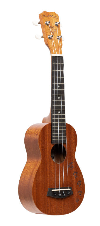 Islander Traditional soprano ukulele with mahogany top and Honu turtle engraving