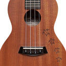 Traditional concert ukulele with mahogany top and Honu turtle engraving