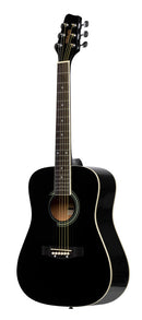 Stagg 3/4 black dreadnought acoustic guitar with basswood top, left-handed model