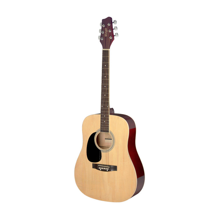 Stagg 3/4 natural dreadnought acoustic guitar with basswood top, left-handed model