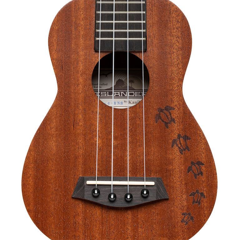 Islander Traditional soprano ukulele with mahogany top and Honu turtle engraving
