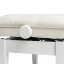 Stagg - Highgloss white concert hydraulic piano bench with fireproof white vinyl top