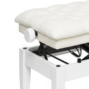Stagg - Highgloss white concert hydraulic piano bench with fireproof white vinyl top