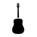 Stagg Black dreadnought acoustic guitar with basswood top, left-handed model