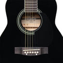 Stagg Black dreadnought acoustic guitar with basswood top, left-handed model