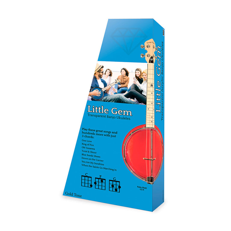 Gold Tone Little Gem see-through concert banjo-ukulele, with bag - ruby