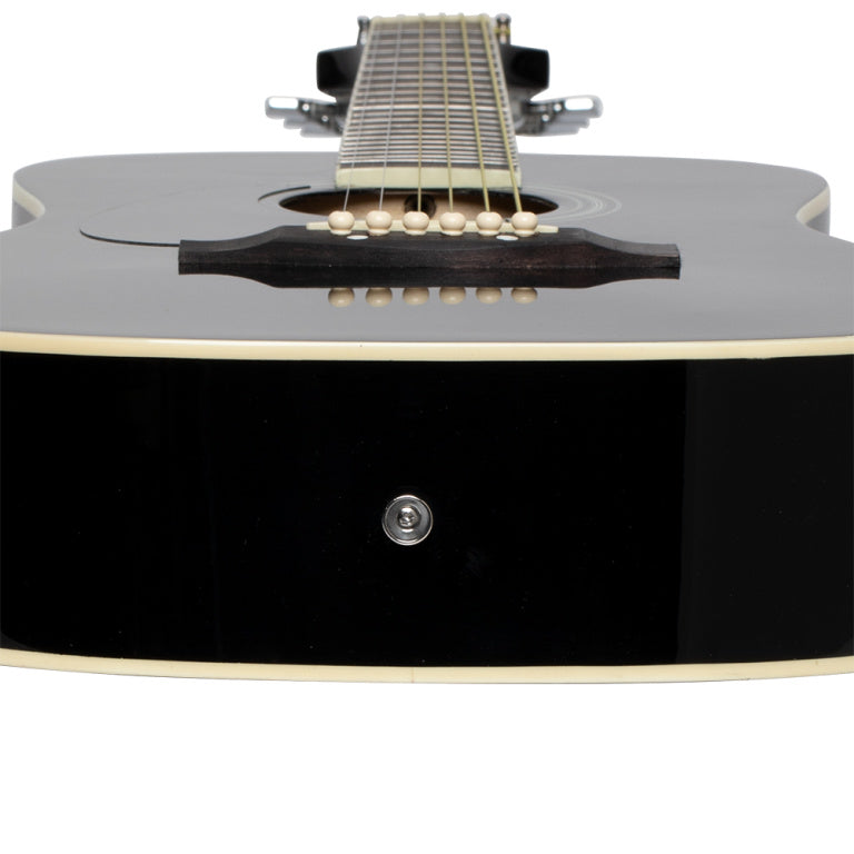 Stagg 3/4 black dreadnought acoustic guitar with basswood top, left-handed model
