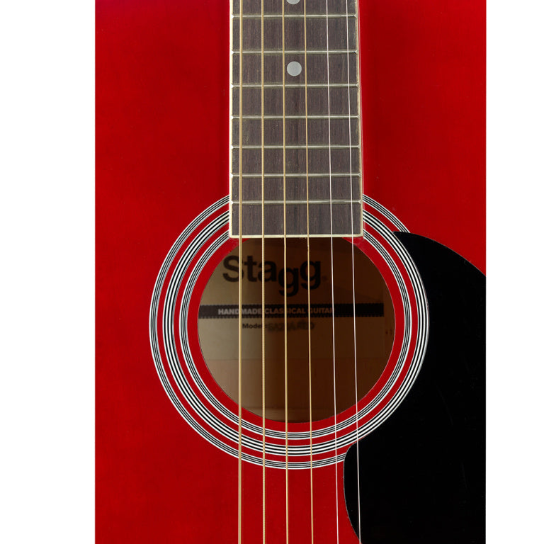 Stagg 4/4 red auditorium acoustic guitar with basswood top