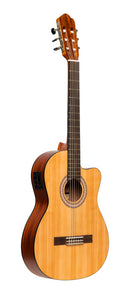 Stagg SCL70 classical guitar with spruce top and preamp, natural colour
