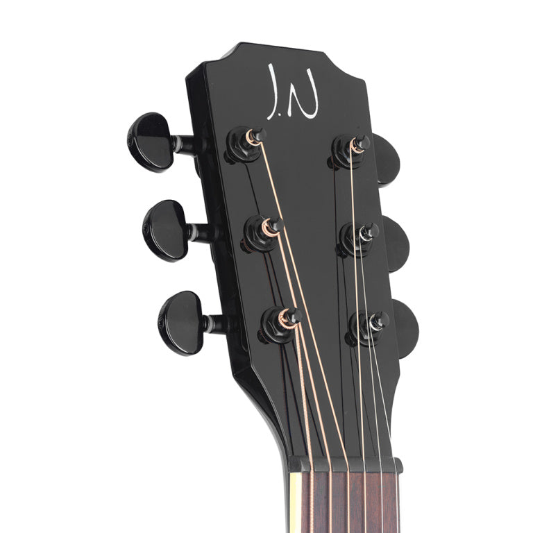 JN Guitars Cutaway acoustic-electric dreadnought guitar with solid mahogany top, Yakisugi series