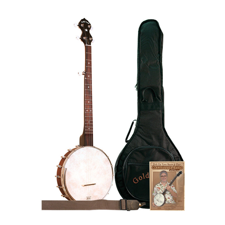 Gold Tone 5-string Cripple Creek open back banjo pack with bag, instructional DVD and strap