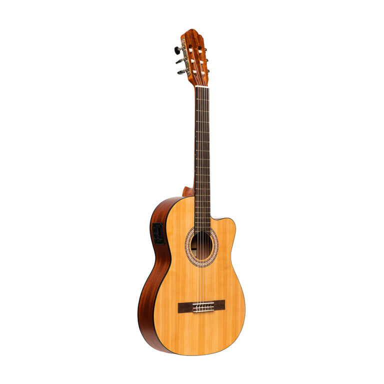 Stagg SCL70 classical guitar with spruce top and preamp, natural colour