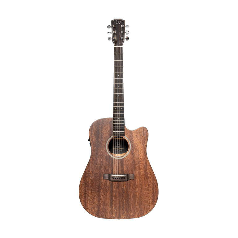 JN Guitars Cutaway acoustic-electric dreadnought guitar with solid mahogany top, Dovern series