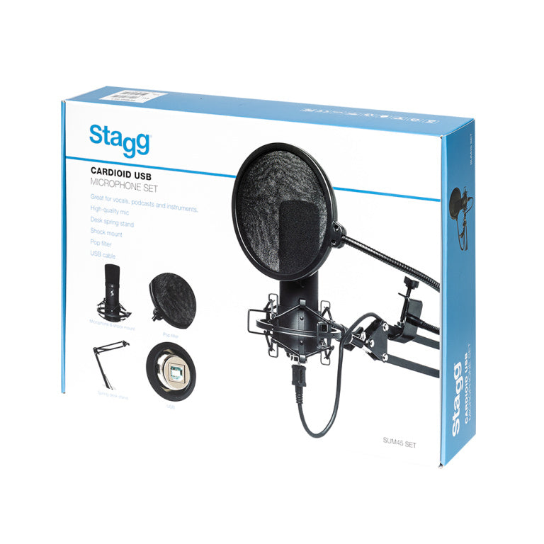 Stagg Cardioid USB microphone set with microphone, stand, shock mount, pop filter and USB cable