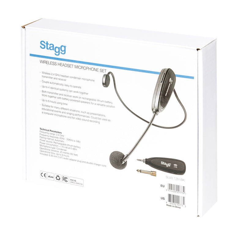 Stagg 2.4 GHZ wireless headset microphone set (with transmitter and receiver)