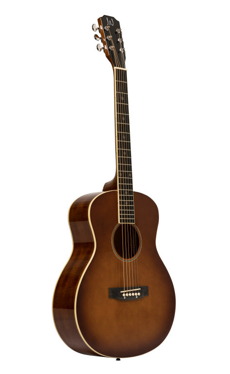 JN Guitars Acoustic travel guitar with solid spruce top, Bessie series - Cherry Burst