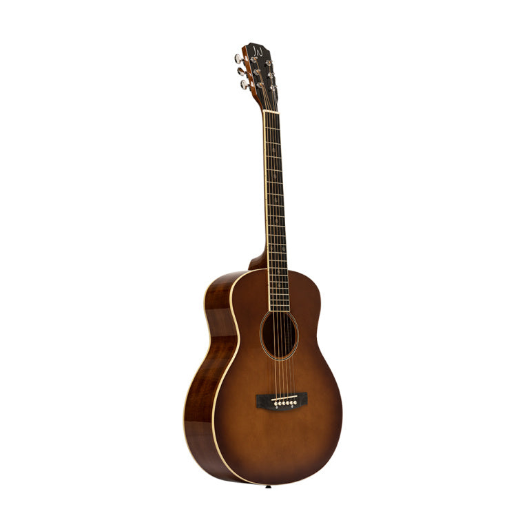 JN Guitars Acoustic travel guitar with solid spruce top, Bessie series - Cherry Burst