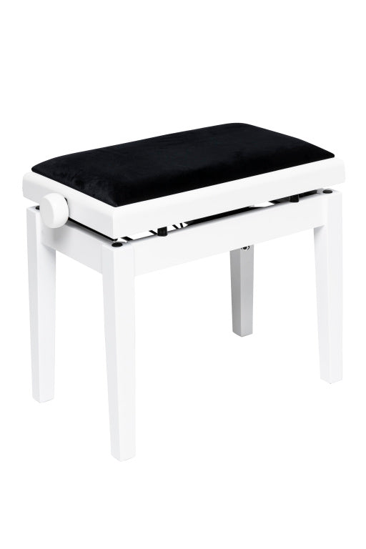 Stagg Matt white hydraulic piano bench with fireproof black velvet top