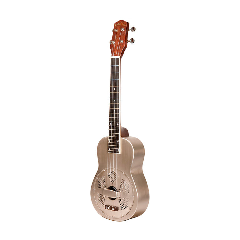 Gold Tone Tenor-scale metal body resonator ukulele with bag, left-handed model