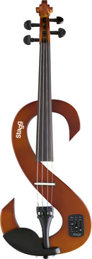 Stagg 4/4 electric violin set with S-shaped violinburst-coloured electric violin, soft case and headphones