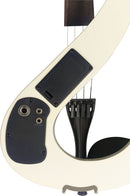 Stagg 4/4 electric violin set with S-shaped white electric violin, soft case and headphones