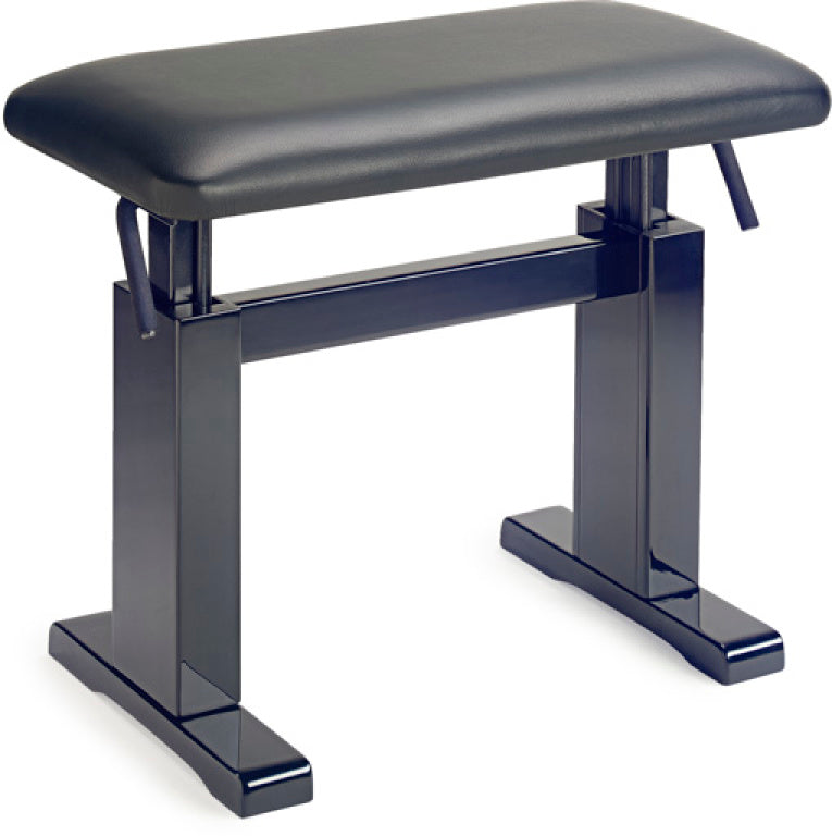 Stagg Highgloss black hydraulic piano bench with fireproof black leather top
