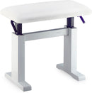 Stagg Highgloss white hydraulic piano bench, with fireproof white vinyl top