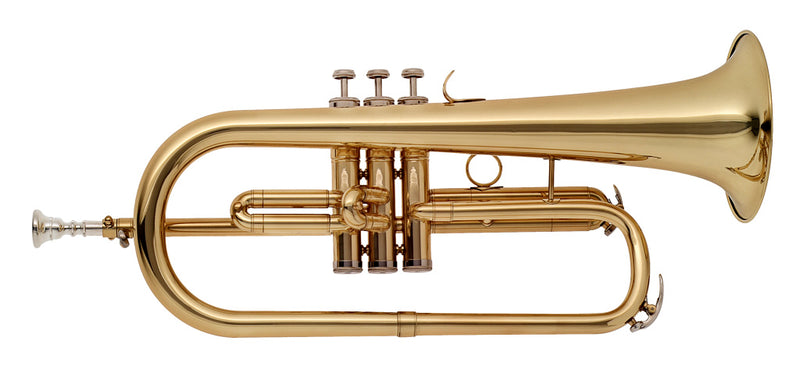 Stagg Bb flugelhorn with brass body, M-bore and soft case