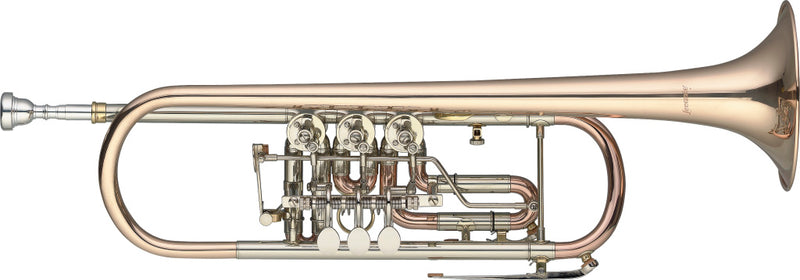 Stagg Bb Rotary Trumpet, Gold brass body, w/trigger - clear lacquered