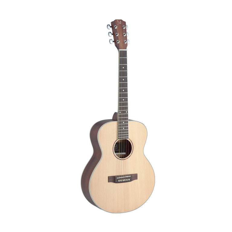 JN Guitars Asyla series mini auditorium acoustic travel guitar with solid spruce top + gig bag