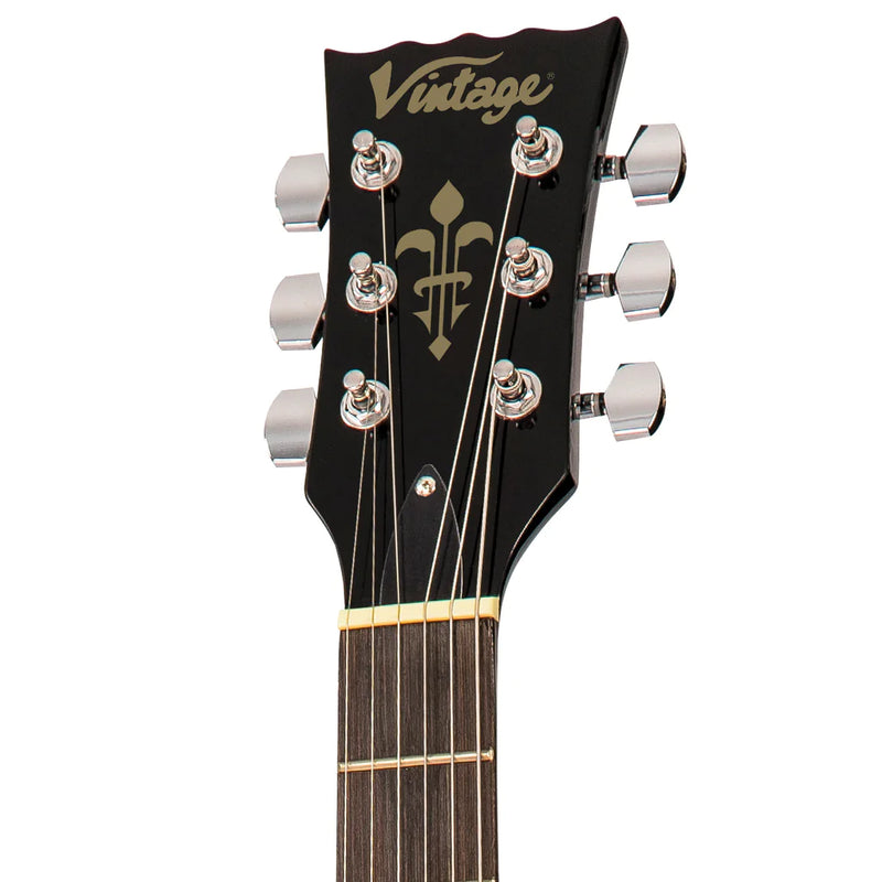 Vintage V10 Coaster Series Electric Guitar ~ Left Hand Gloss Black