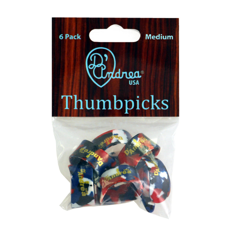 D'Andrea Medium Thumb Pick Pack ~ Multi-Colour ~ 6 Picks