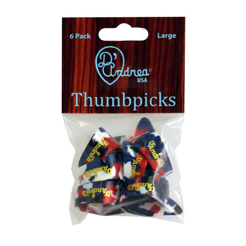 D'Andrea Large Thumb Pick Pack ~ Multi-Colour ~ 6 Picks