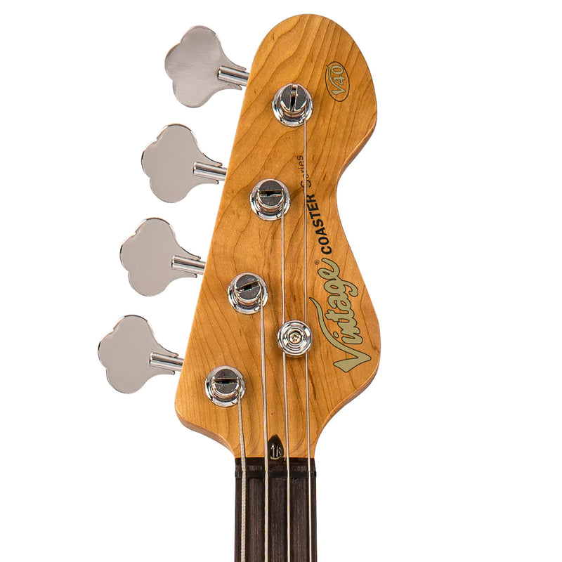 Vintage V40 Coaster Series Bass Guitar Pack ~ Candy Apple Blue
