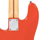 Vintage V4 Reissued Maple Fingerboard Bass Guitar ~ Firenza Red