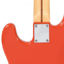 Vintage V4 Reissued Maple Fingerboard Bass Guitar ~ Firenza Red