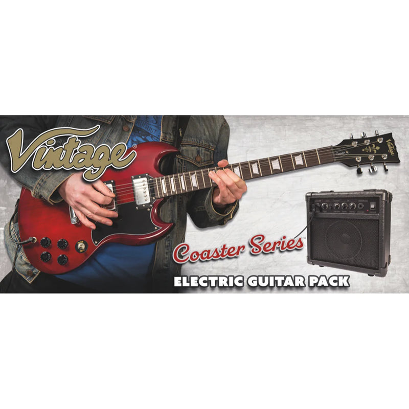 Vintage V69 Coaster Series Electric Guitar Pack ~ Gloss Black