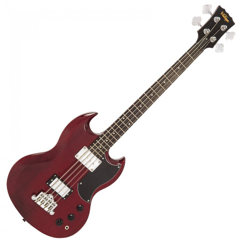 Vintage VS4 Reissued Bass Guitar ~ Cherry Red