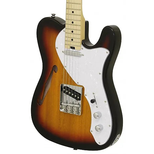Aria Electric Guitar - 615 TL 3TS - 6 String Thinline Telecaster - 3 Tone Sunburst
