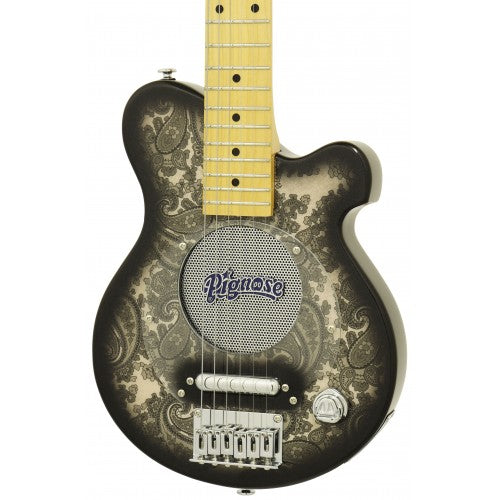 Aria Electric Guitar - PGG 200PL Portable Guitar - Black Paisley