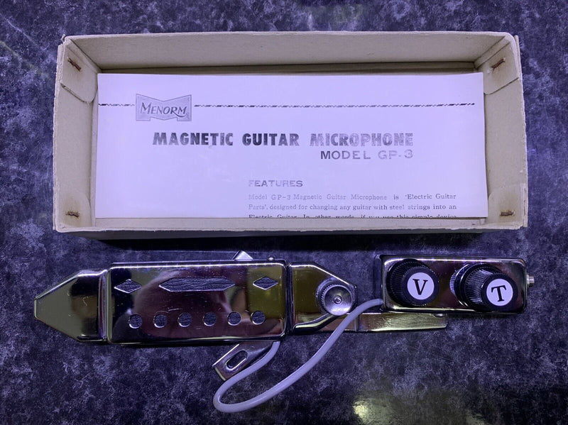 Vintage MENORM Model GP-3 Magnetic Guitar Microphone Pickup 1960’S Japan